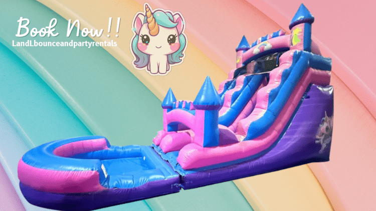 Pink Unicorn Inflatable Water Slide